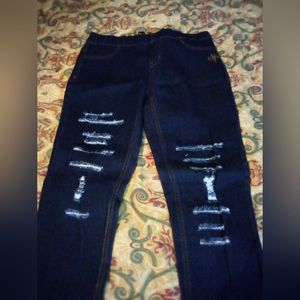 Southpole Distressed Style Designer Stretch Demin Jeans Pants Women's Sz M Blue